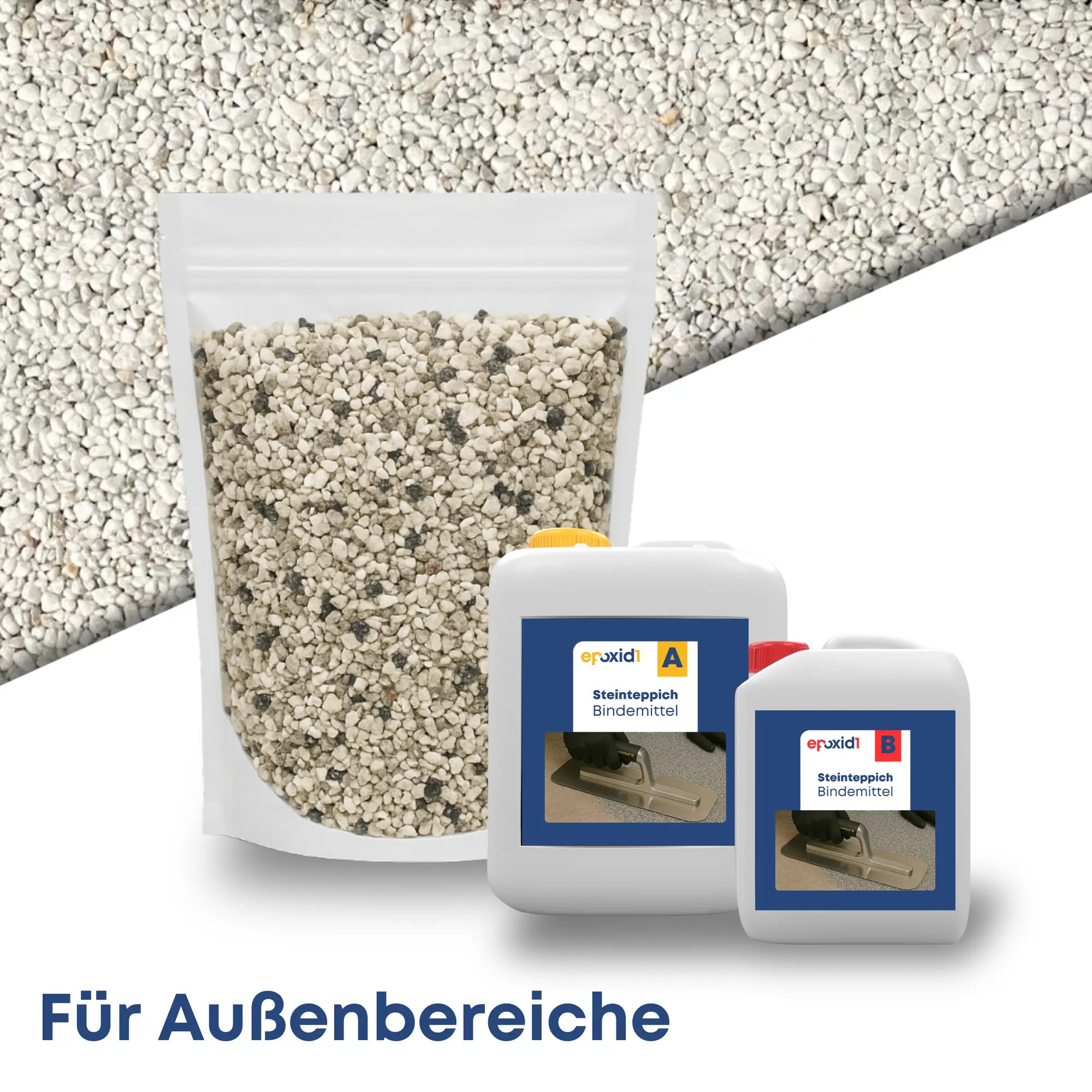 Steinteppich Set AUSSEN - Bianco Carrara