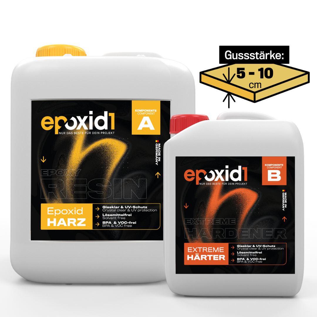 epoxid1 Extreme Epoxidharz mit Härter für 5cm bis 10cm Güsse