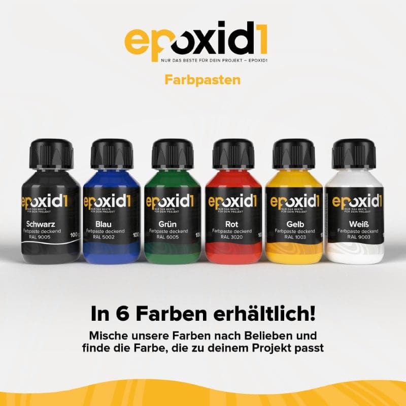 Die epoxid1 Farbpaste ist in 6 Farben erhältlich